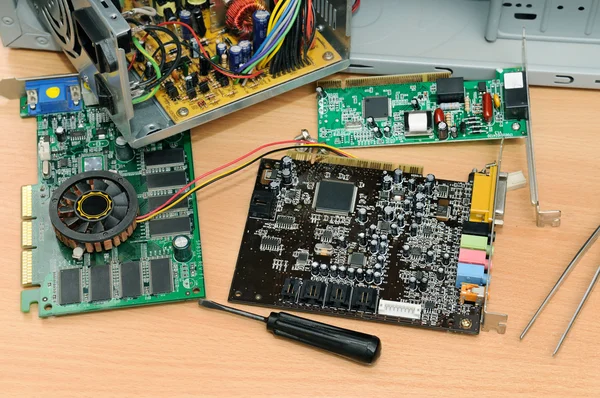 Disassembled computer on a desk — Stock Photo, Image