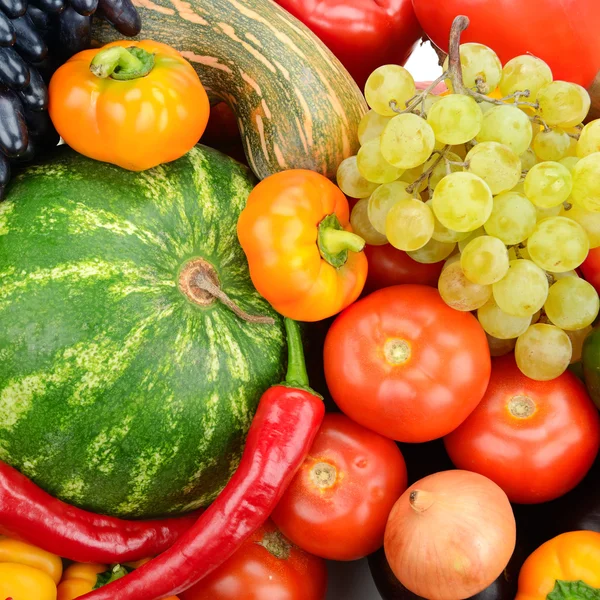 Gyűjtemény gyümölcs- és zöldségfélék háttér — Stock Fotó