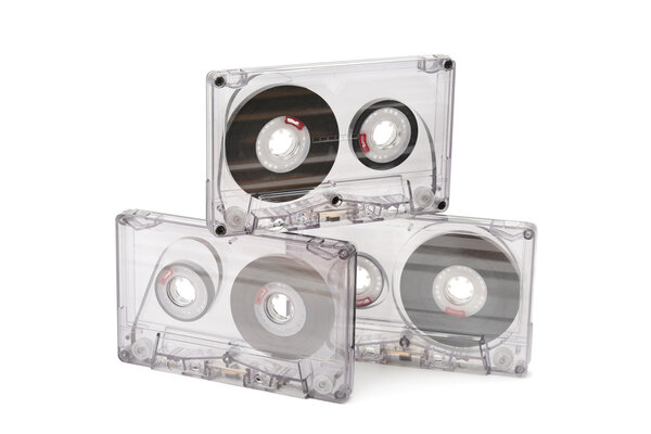 Audio cassettes isolated on white background