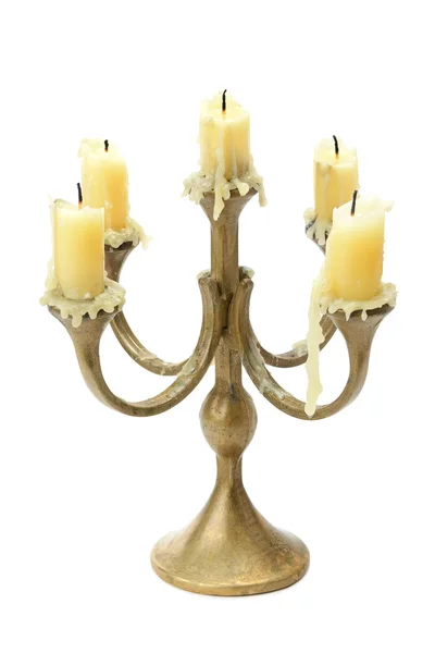 Bronze candelabro isolado em branco — Fotografia de Stock