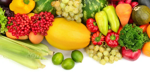 Recogida de frutas y verduras en blanco — Foto de Stock