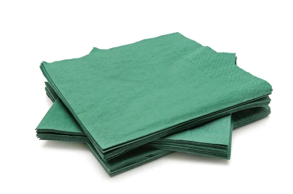 Green napkins isolated on white — Stock Photo, Image