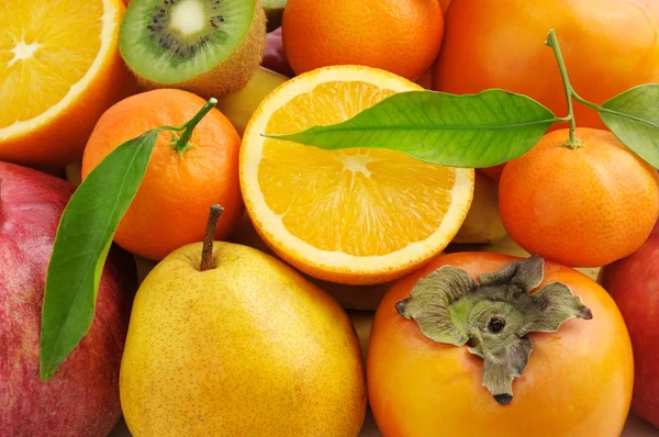 Collection of fresh fruits background — Stock Photo, Image