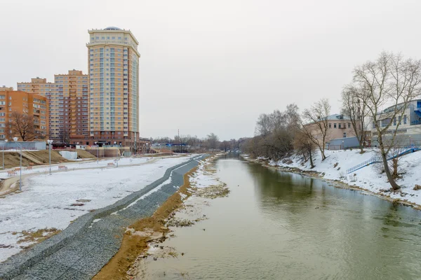 Russian winter landscape with river — Stock Photo, Image