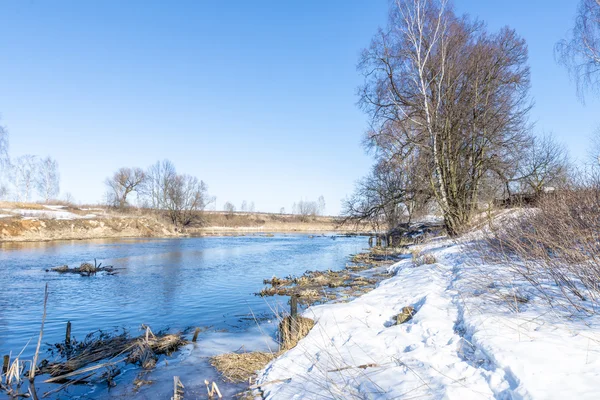 Ruská zimní krajina s řekou Stock Snímky