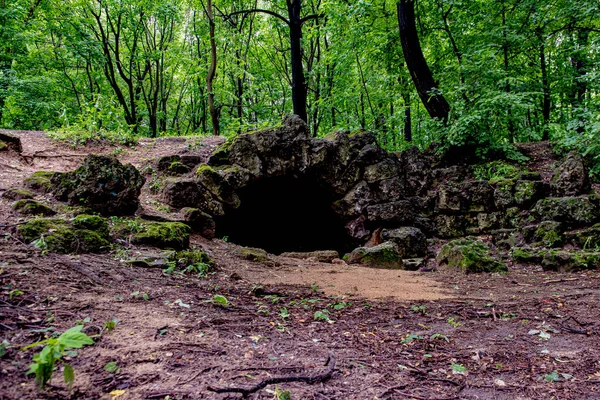 Kamenné Cihly Vinobraní Most Parku Letní Den Trávě — Stock fotografie