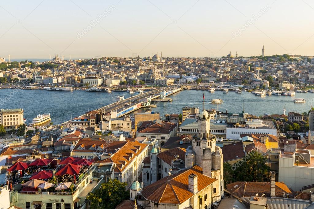Panorama evening in Istanbul. View from Galata Tower