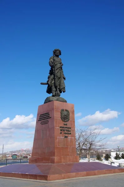 Statue Winter Irkutsk Sibirien Russland — Stockfoto