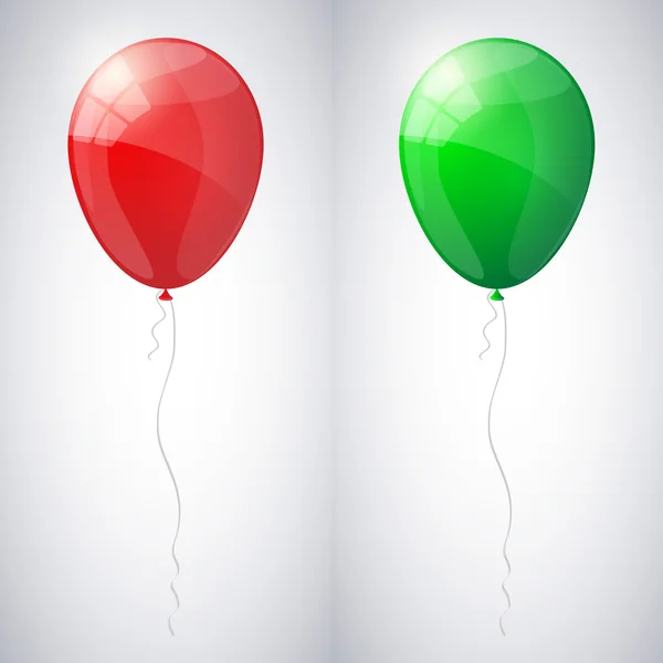 Ballons brillants rouges et verts brillants. Illustration vectorielle . — Image vectorielle