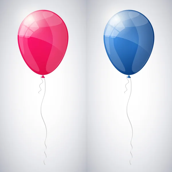 Roze en blauwe glimmende glanzende ballonnen. Vectorillustratie. — Stockvector