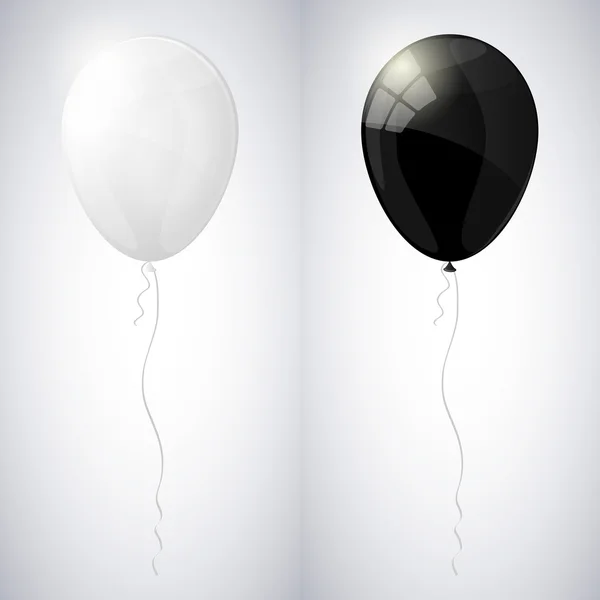 Witte en zwarte glimmende glanzende ballonnen. Vectorillustratie. — Stockvector