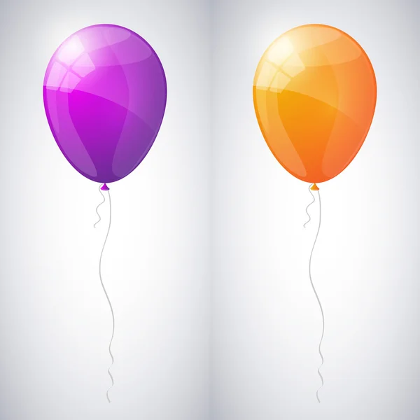 Violet and orange shiny glossy balloons. Vector illustration. Royalty Free Stock Illustrations