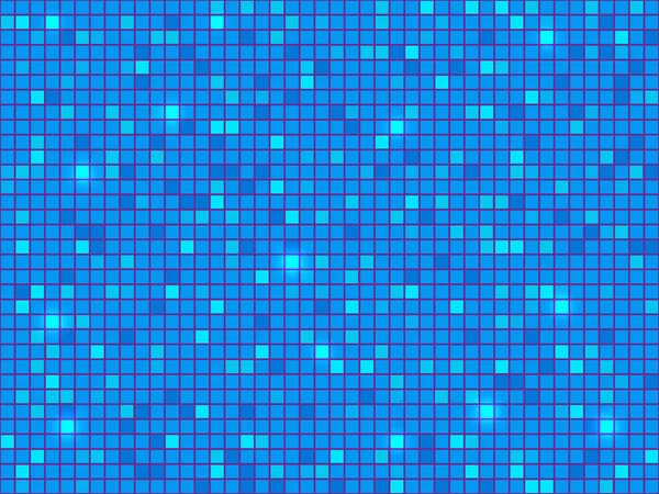 青いピクセルのモザイクの背景。ベクトル図. — ストックベクタ