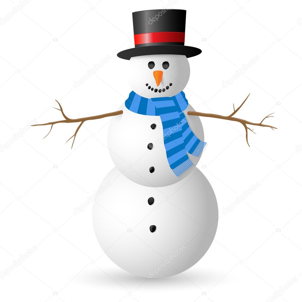 Snowman isolated on white background.