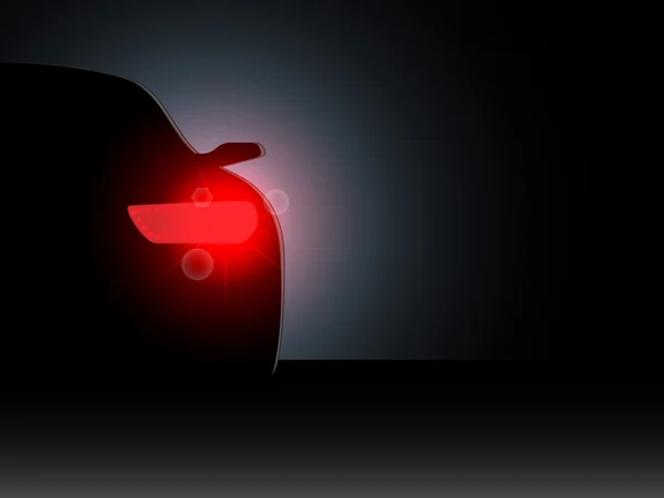Το αυτοκίνητο στο σκοτάδι με το συμπεριλαμβανόμενο προβολείς. — Διανυσματικό Αρχείο