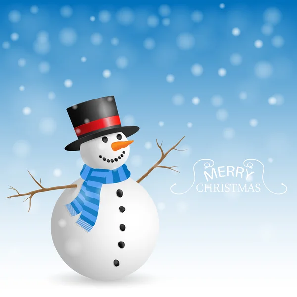 Kerstkaart met sneeuwman. — Stockvector