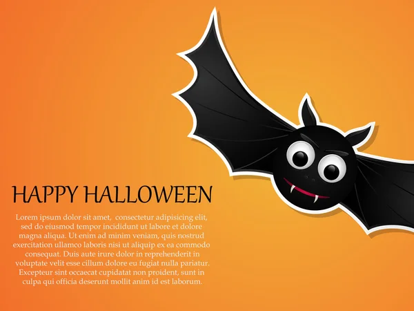 Happy Halloween orange background with flying bat. Design template. Stock Illustration