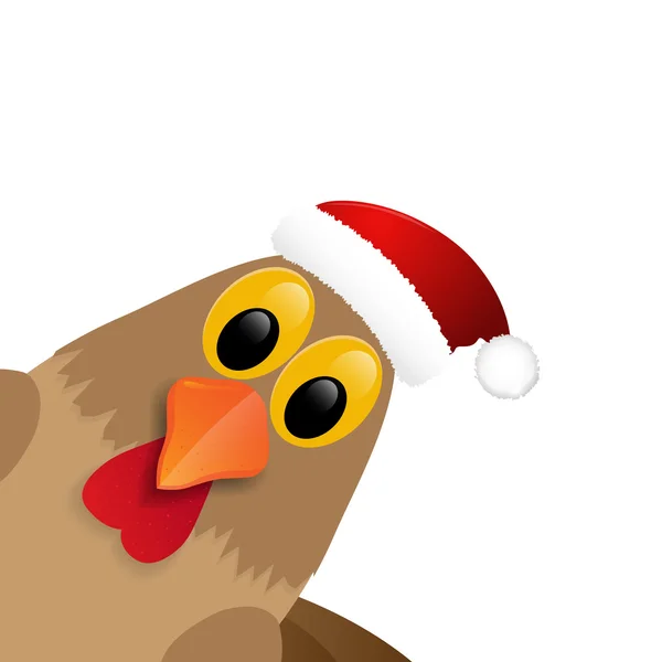 Beyaz arka plan üzerinde izole Santa şapka içinde horoz.