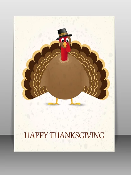 Happy Thanksgiving celebration card with turkey. — Stock Vector