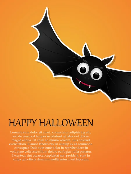 Happy Halloween orange background with flying bat. Design template. Royalty Free Stock Vectors