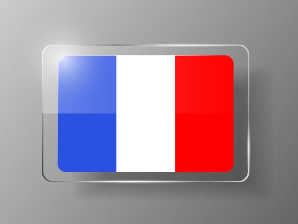 Bandera de Francia Brillante Botón. Ilustración vectorial . — Vector de stock