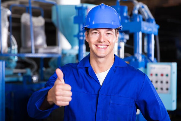 Worker giving thumb up