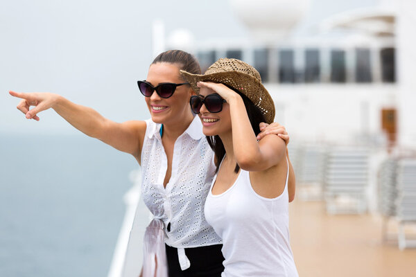 Friends enjoying cruise ship