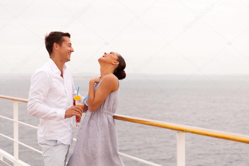 Couple having fun on cruise trip