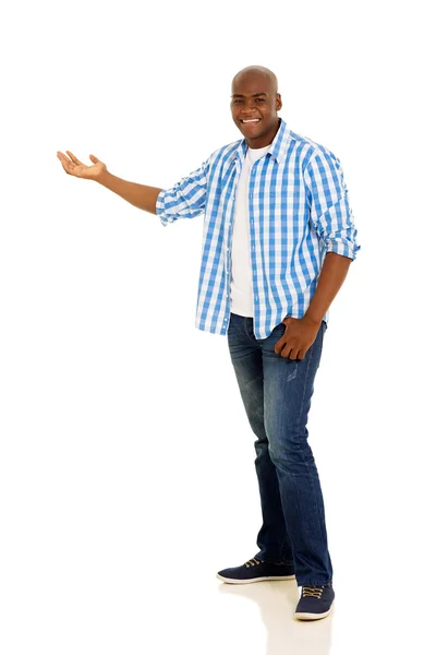 Man doing welcome gesture — Stock Photo, Image