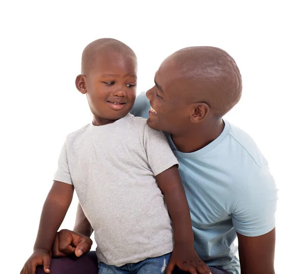 Pai e filho olhando — Fotografia de Stock