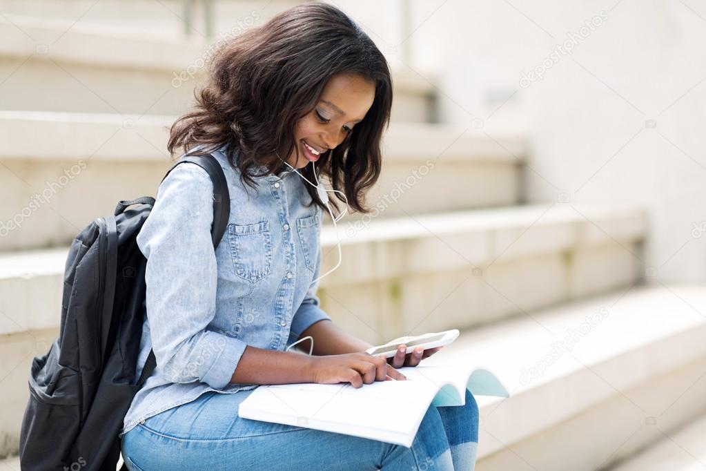 College girl reading