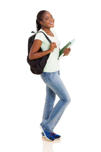 Vrouwelijke univeristy studentenboeken van bedrijf — Stockfoto