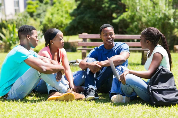 Grupo de estudantes universitários relaxando ao ar livre — Fotografia de Stock