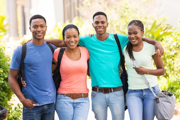 African american college friends on campus — Stock Photo, Image