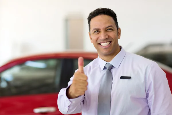 Car salesman thumb up — Stock Photo, Image