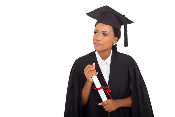 Thoughtful african female graduate — Stock Photo, Image