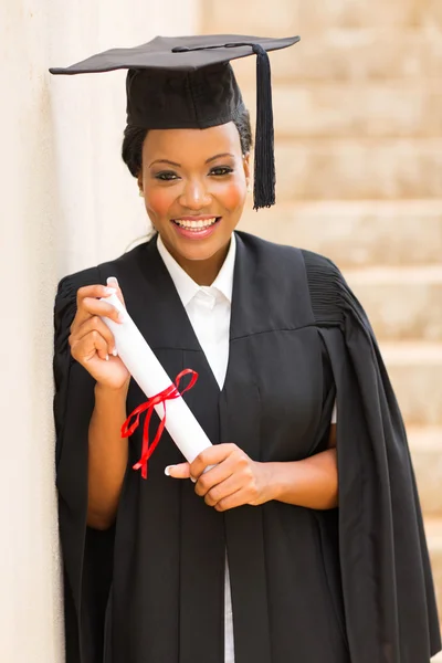Afro american graduate holding diploma — Stock Photo, Image