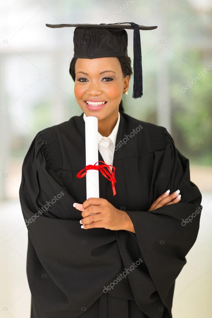 young female african college graduate