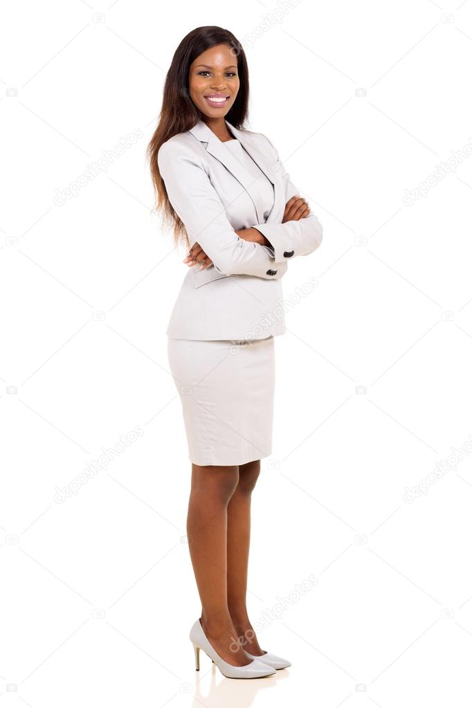 african business woman with arms folded