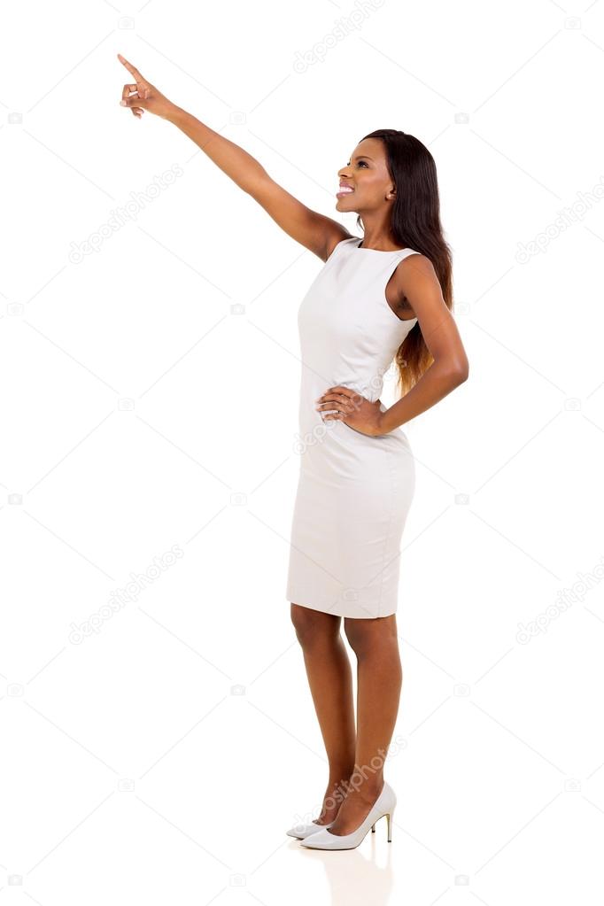 Businesswoman pointing empty space