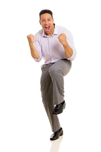 Middle aged man waving fists — Stock Photo, Image