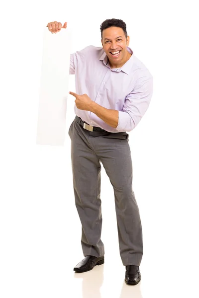 Man pointing empty board — Stock Photo, Image