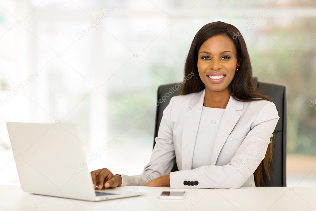Business woman using laptop computer