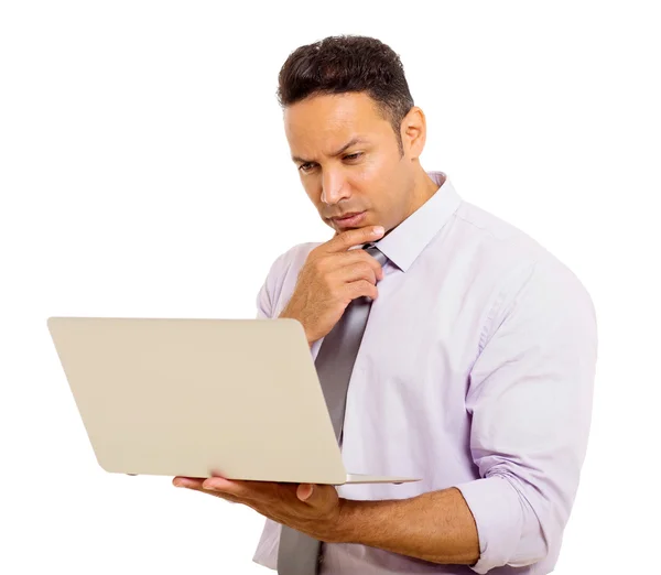 Businessman reading email on his laptop — Stock Photo, Image