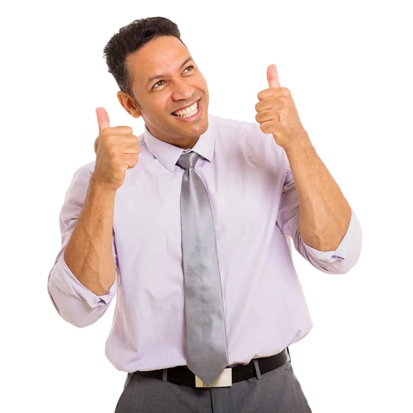 Middle aged businessman thumbs up — Stock Photo, Image