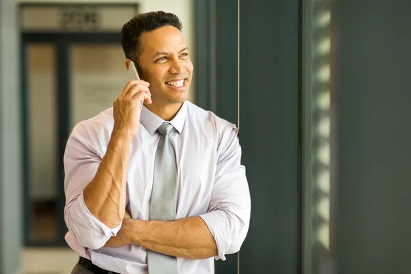 Udany biznesmen rozmawiający przez telefon komórkowy — Zdjęcie stockowe