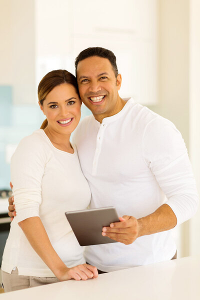 Couple using tablet