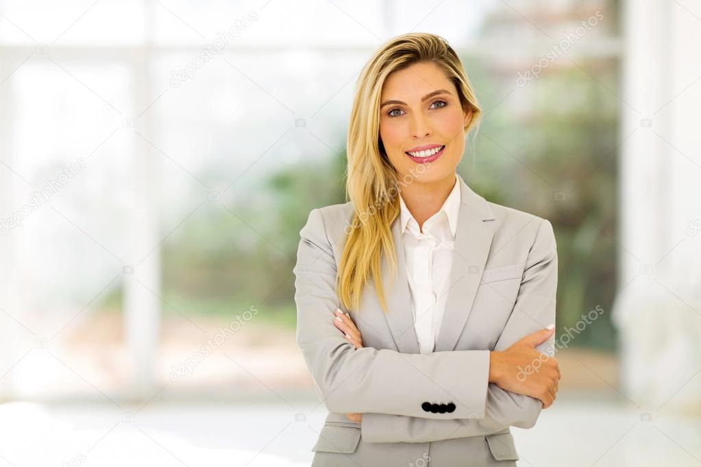 career woman with arms folded