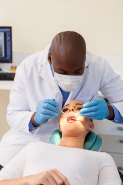 woman having teeth checked