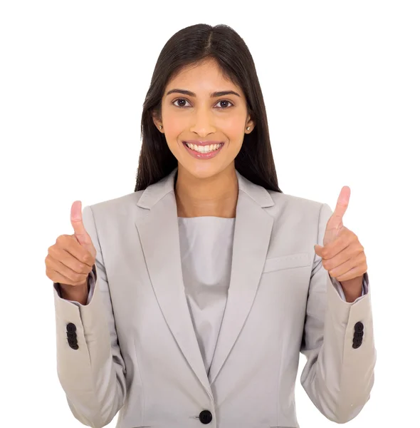 Businesswoman giving thumbs up — Stock Photo, Image